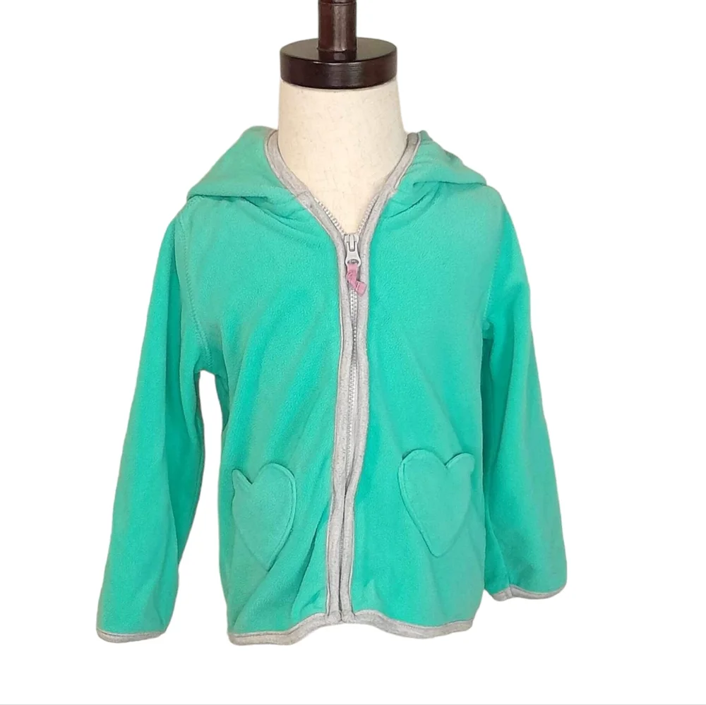 Carter’s Mint Green Soft Heart Pocket Hoodie Sweatshirt Jacket (24M)